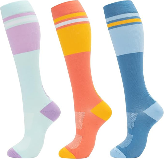 fenglaoda Compression Socks for Women Men 3 Pairs Graduated Compression Support Circulation Socks for Nurses