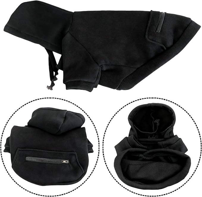 Jecikelon Pet Dog Cold Weather Coat with Pocket Winter Dog Hoodie Warm Puppy Clothes for Small Dogs Chihuahua Clothing (Small, Y02-Black)
