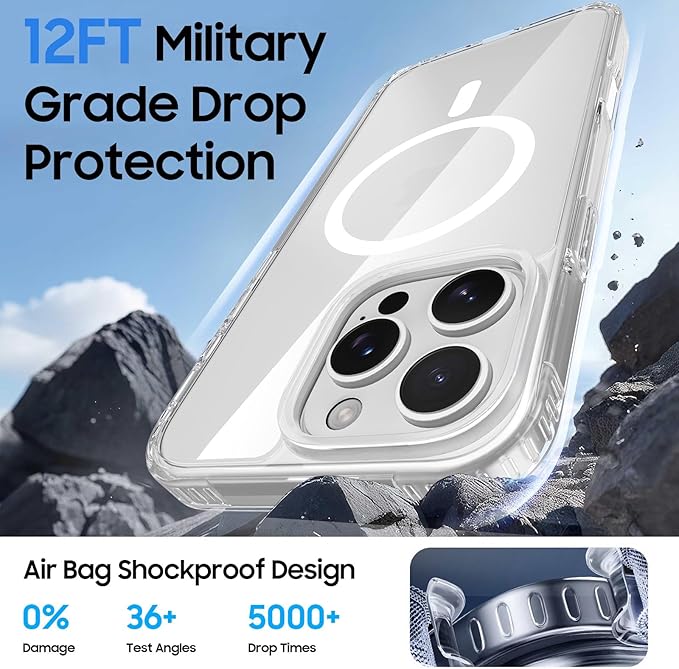Ntwinro Magnetic for iPhone 13 Pro Max Clear Case (Compatible with MagSafe) with Blue Detachable Wallet & Card Holder for 3 Cards [RFID Blocking] Military Grade Protective Slim Phone Cover