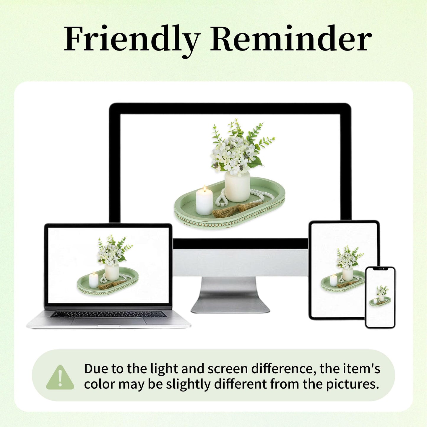 Hanobe Decorative Trays for Coffee Table: Sage Green Oval Bathroom Trays - Wood Modern Farmhouse Decor for Home Kitchen Counter Entryway Table