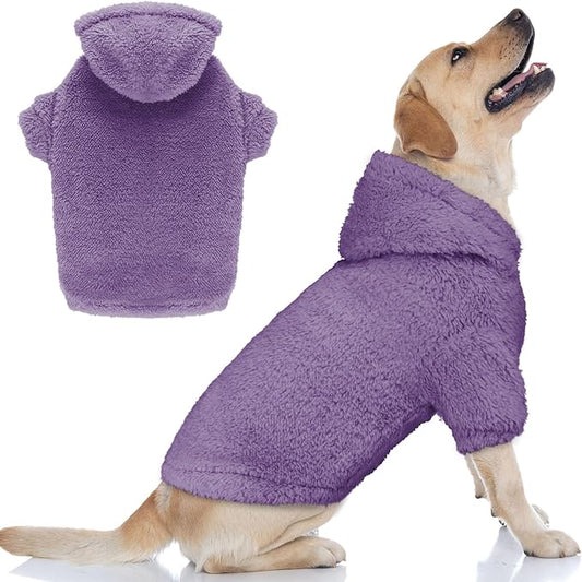 Fuzzy Dog Sweaters for Large Dogs Pet Hoodie Clothes Warm Soft Coats Hooded Sweatshirt Dog Sweaters for Extra Large Dogs(Purple-XXL)