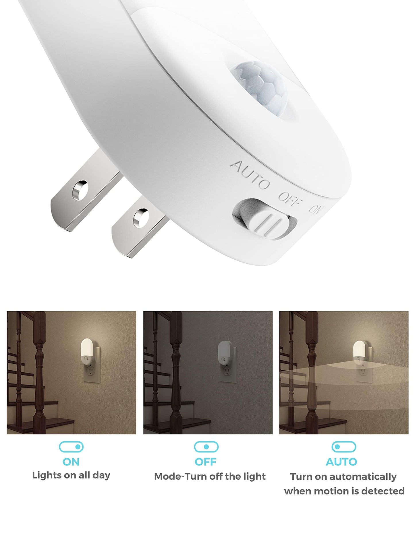 L LOHAS LED Night Light, Adjustable Brightness Night Light, Daylight Bright White Nightlight Plug in for Nursery Kids Bedroom Bathroom Nightlight, 4 Pack