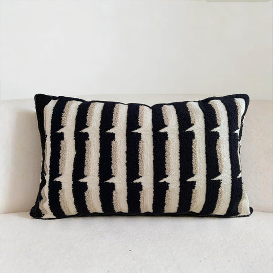 Mussepera 20"x20" Black Cream Stripe Tufted Pillow Covers Luxury Geometric Accent Pillows Soft Woven Decorative Pillow Cases for Couch, Sofa, Bedroom Décor (Black, 20"×12")