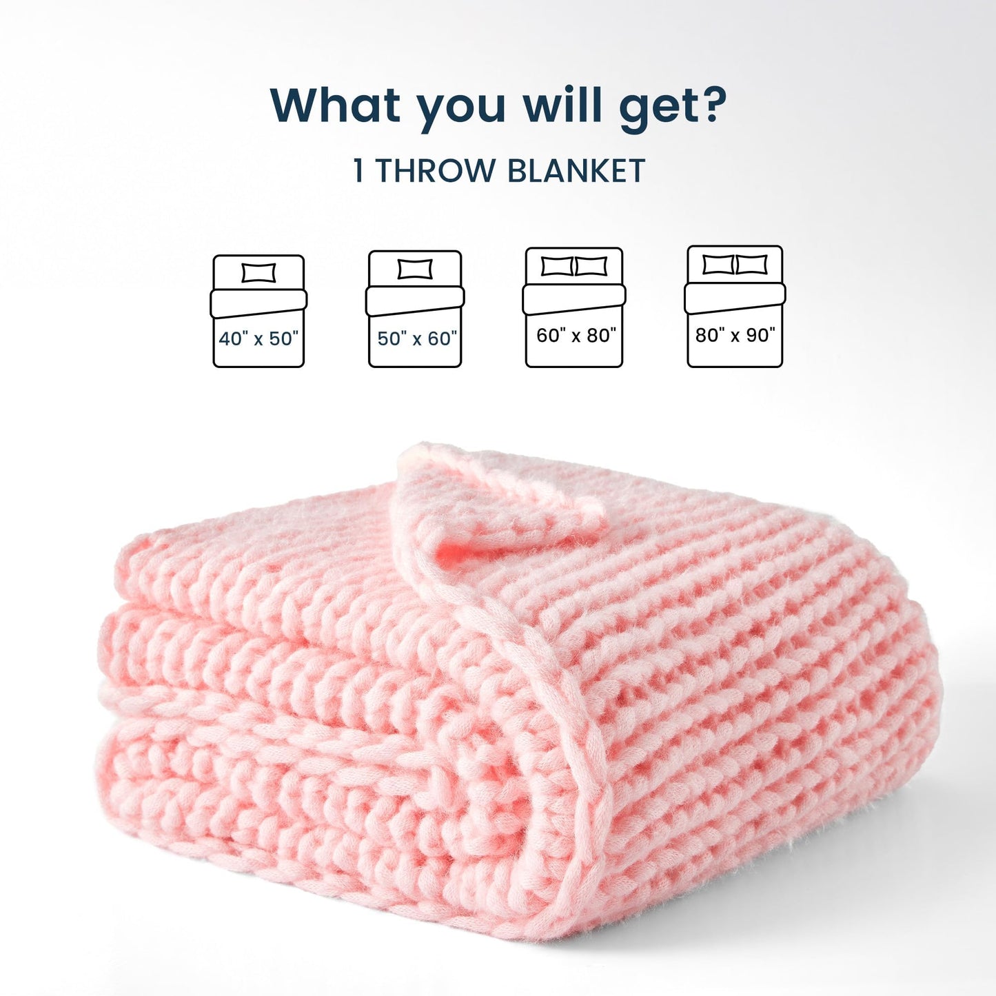 SLEEP ZONE Throw Blanket for Couch - Chunky Knit Hollow Blanket, Throw Blankets for Bed, Handmade Long Plush Cat Yarn, Soft Fluffy Knit Blankets Home Decor (Pink, 50x60in)