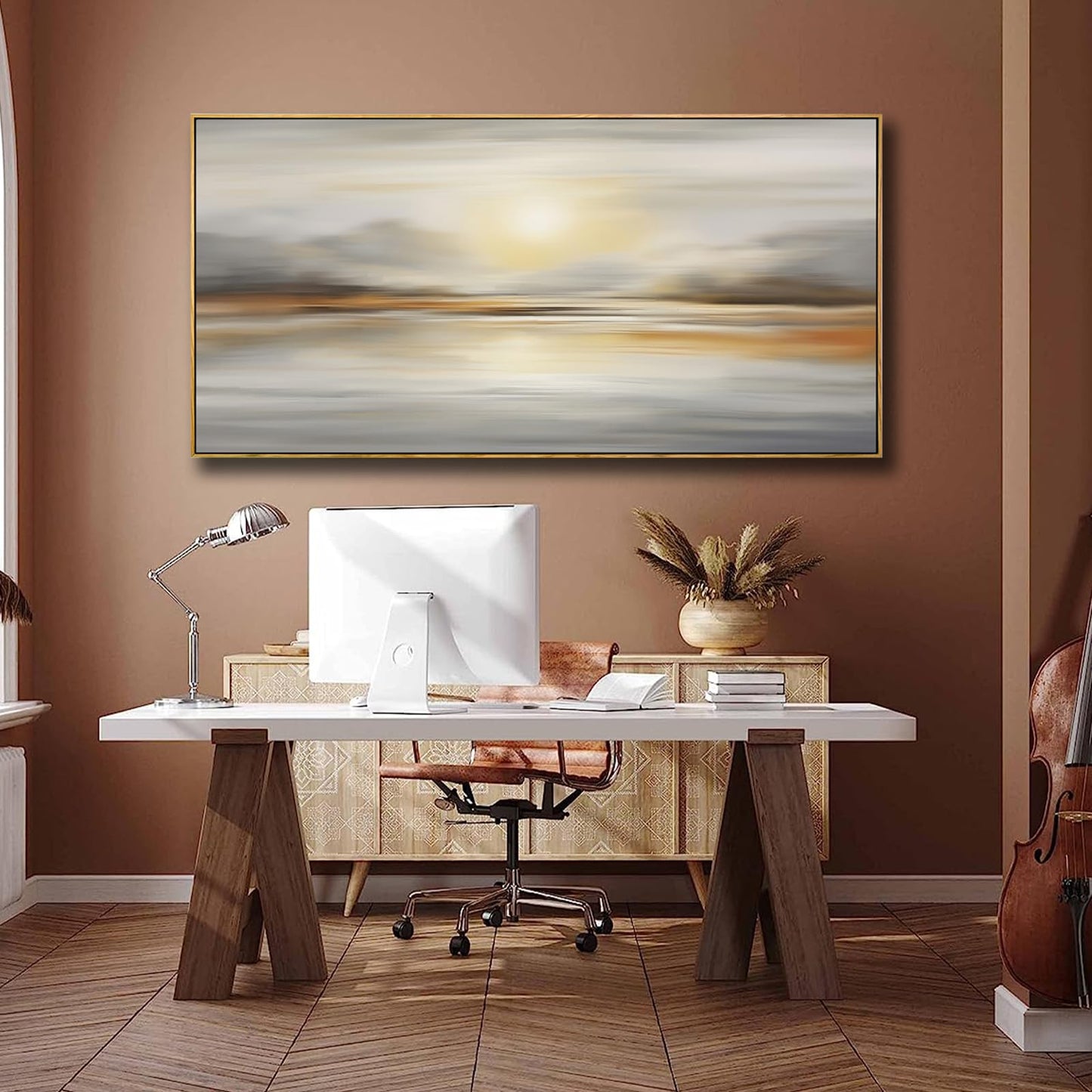 Framed Wall Art Abstract Seascape Canvas Printing Wall Decor Artwork for Living Room Bedroom Dining Room Home Office Decor 24"x48"
