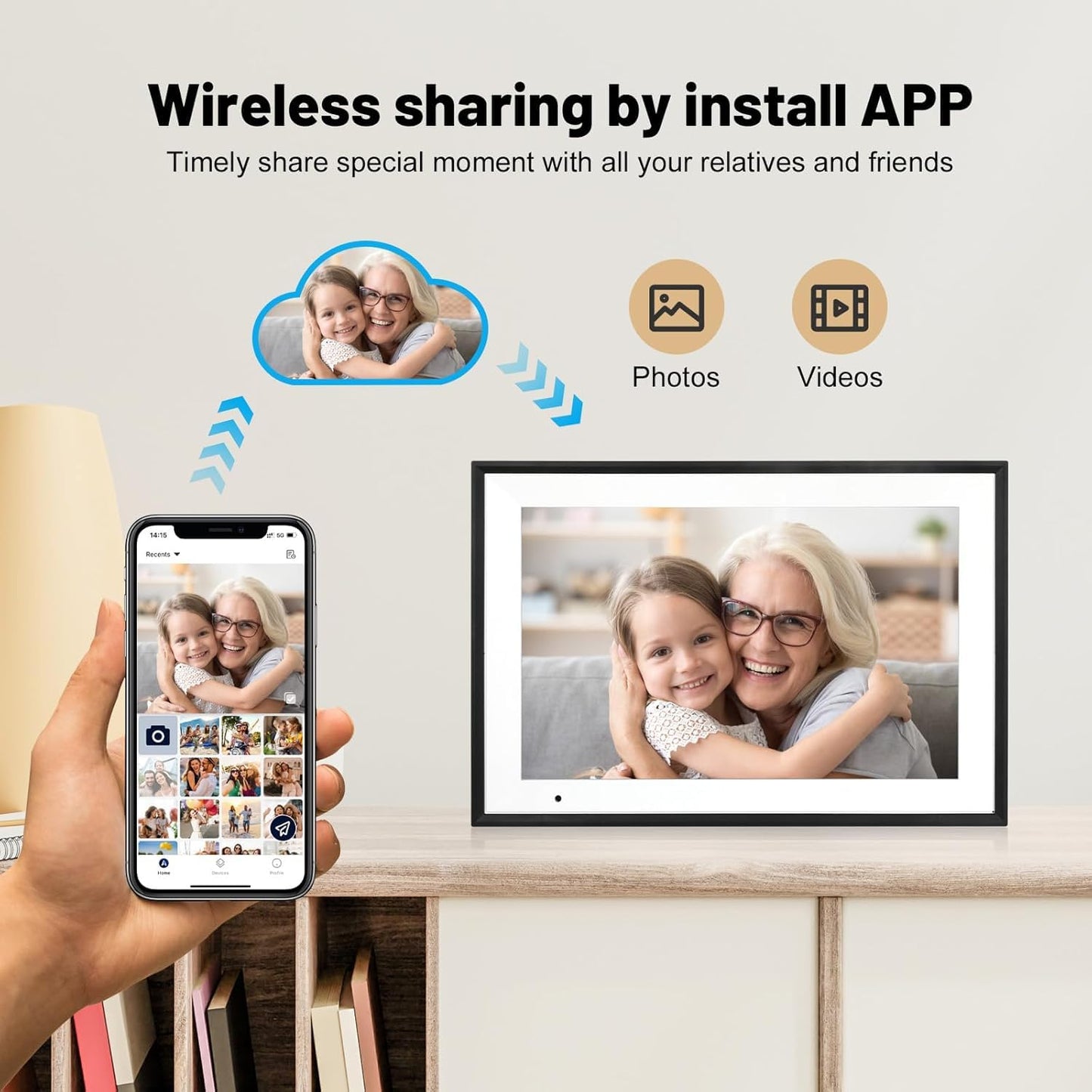 Digital Picture Frame 10.1 Inch Digital Photo Frame with 32GB Storage, 1280 * 800 IPS FHD Touchscreen, WiFi Smart Frame Share Photos and Videos Instantly from Anywhere via AiMOR App