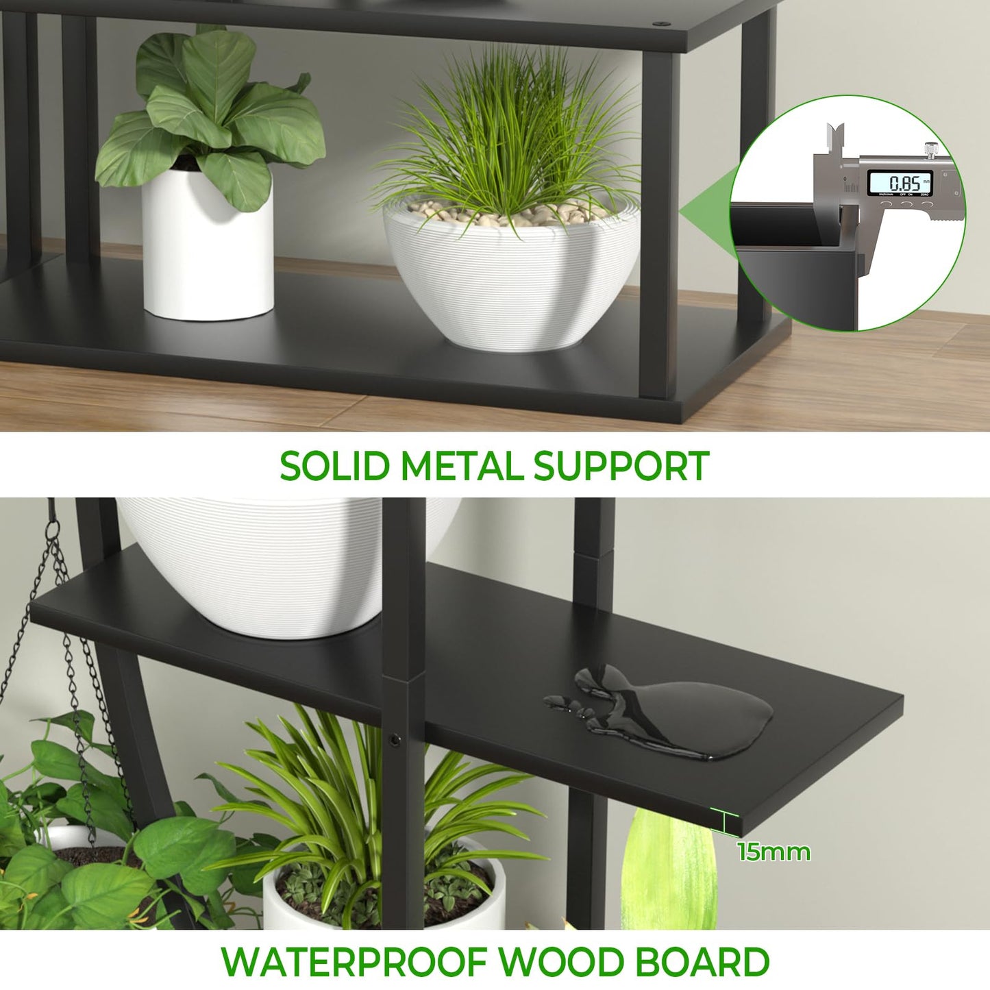 BLAZPATH Plant Stand Shelf Indoor with 6 Grow Light, 7 Tiered 65" Tall Black Large Half Moon Lighted Plant Rack Holder, 2 Pack Big High Circular Arch Multi Herb Stand with Built in LED Grow Light Set