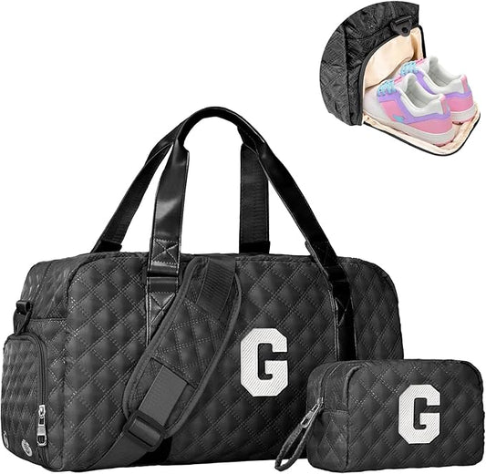 Elilier Personalized Gifts for Girls 8-18 Age, Initial Travel Duffel Bag, Gym Bag, Gift for Kids, Monogram Overnight Bag, Niece Gifts Mother In Law Gifts Birthday Gifts, Graduation Gifts