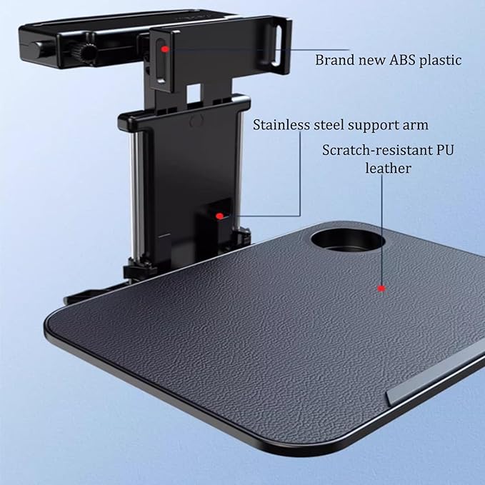 Small Car Travel Table Food Tray Multi Functional Car Backseat Tray Table,folding Car Desk for Laptop Passenger Seat Desk Car Laptop Holder for Working, Writing, Eating.(Black)