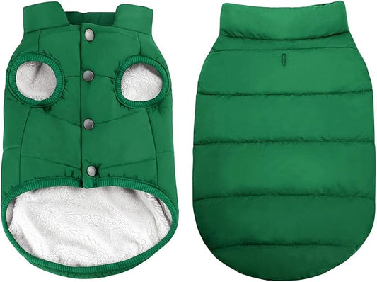ASENKU Dog Winter Coat - Waterproof Windproof Dog Jacket, Warm Snowproof Doggie Puffer Vest for Cold Weather, Lightweight Snow Coats for Small Medium Large Dogs (L, Green)