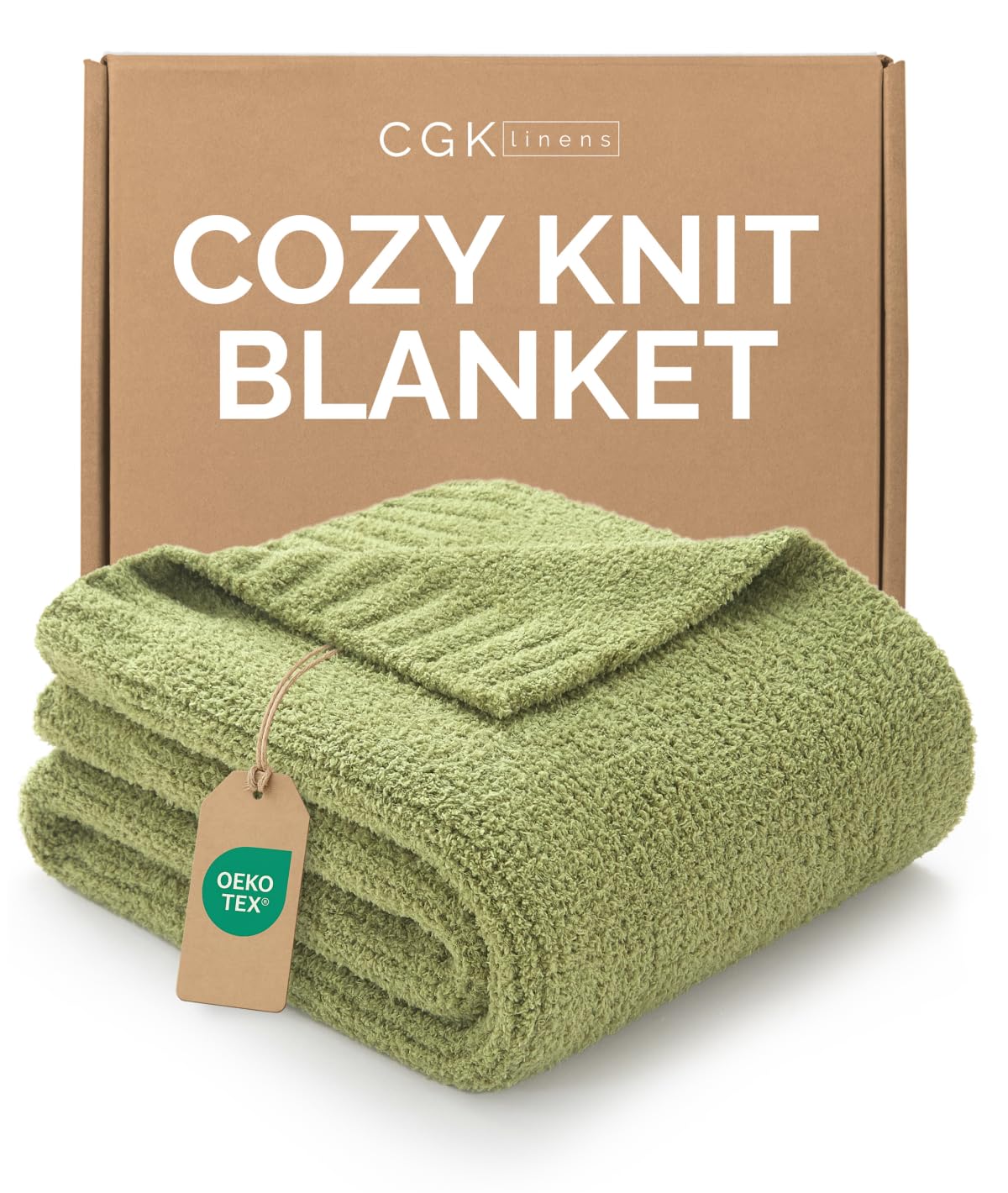 Sage Throw Blanket - Super Soft Throw for Couch, Bed, Sofa, Chair - Lightweight, Warm, Double Sided Knit - All Season Cozy, Fuzzy, Anti-Static Microplush Blanket for Women, Bedroom, Home Decor, 50x60