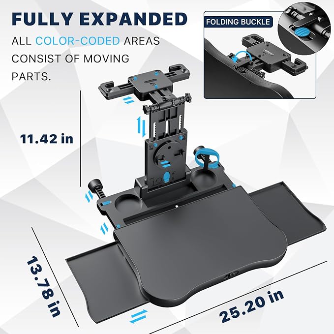 Car Table for Back Seat Passenger, Desk with Drink Holder and Mobile Phone Holder, Multifunctional Dining Table for Children Adults Foldable Adjustable Load Capacity