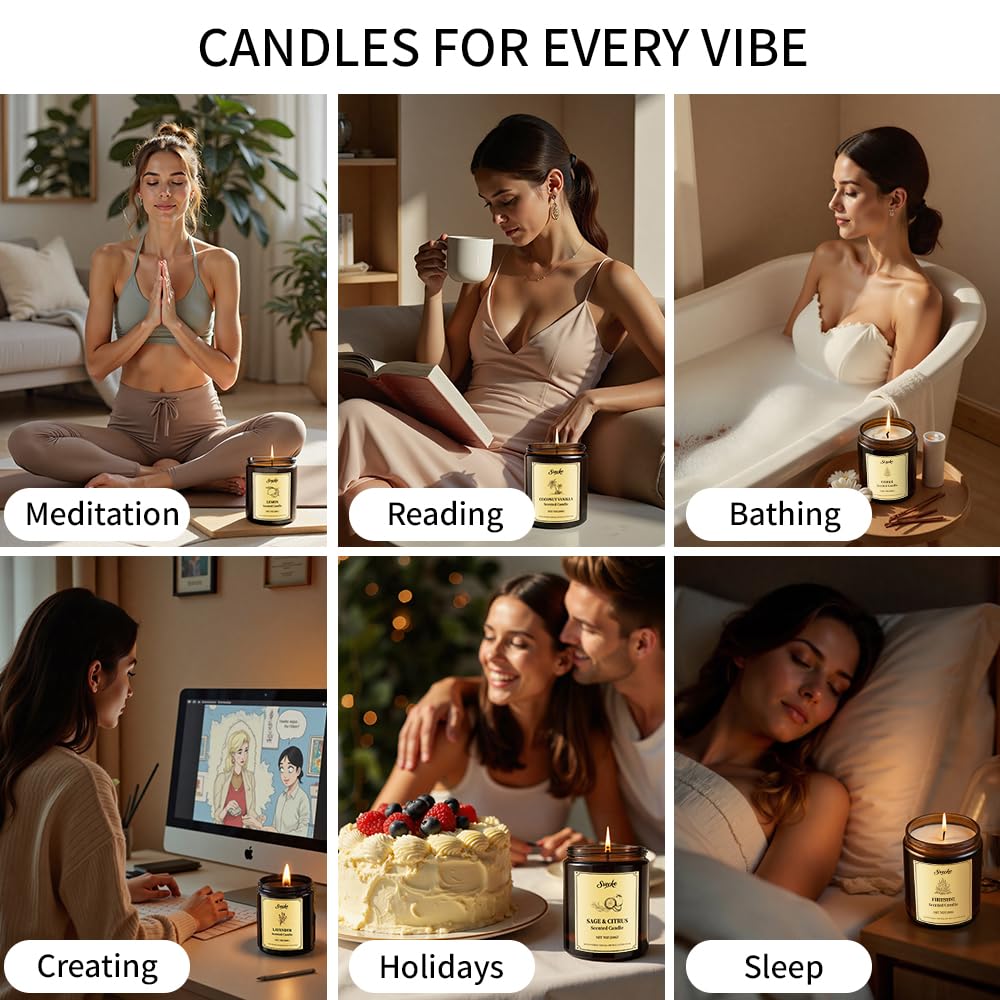 SVECKE 6 Pack 42oz Scented Candles, Soy Wax Candles for Home, Aromatherapy Candle Gift Set for Women Men, Long Lasting Jar Candles, Ideal for Birthdays Holidays