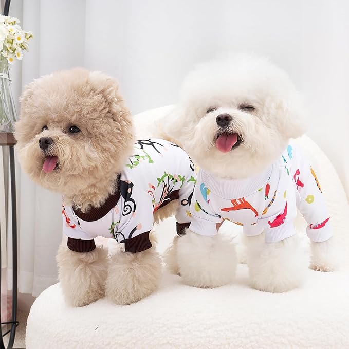 XPUDAC 4 Pack Dog Pajamas Soft Strechy Summer Doggie Clothes for Small Medium Dogs Boy Girl Cat Apparel, 3XL
