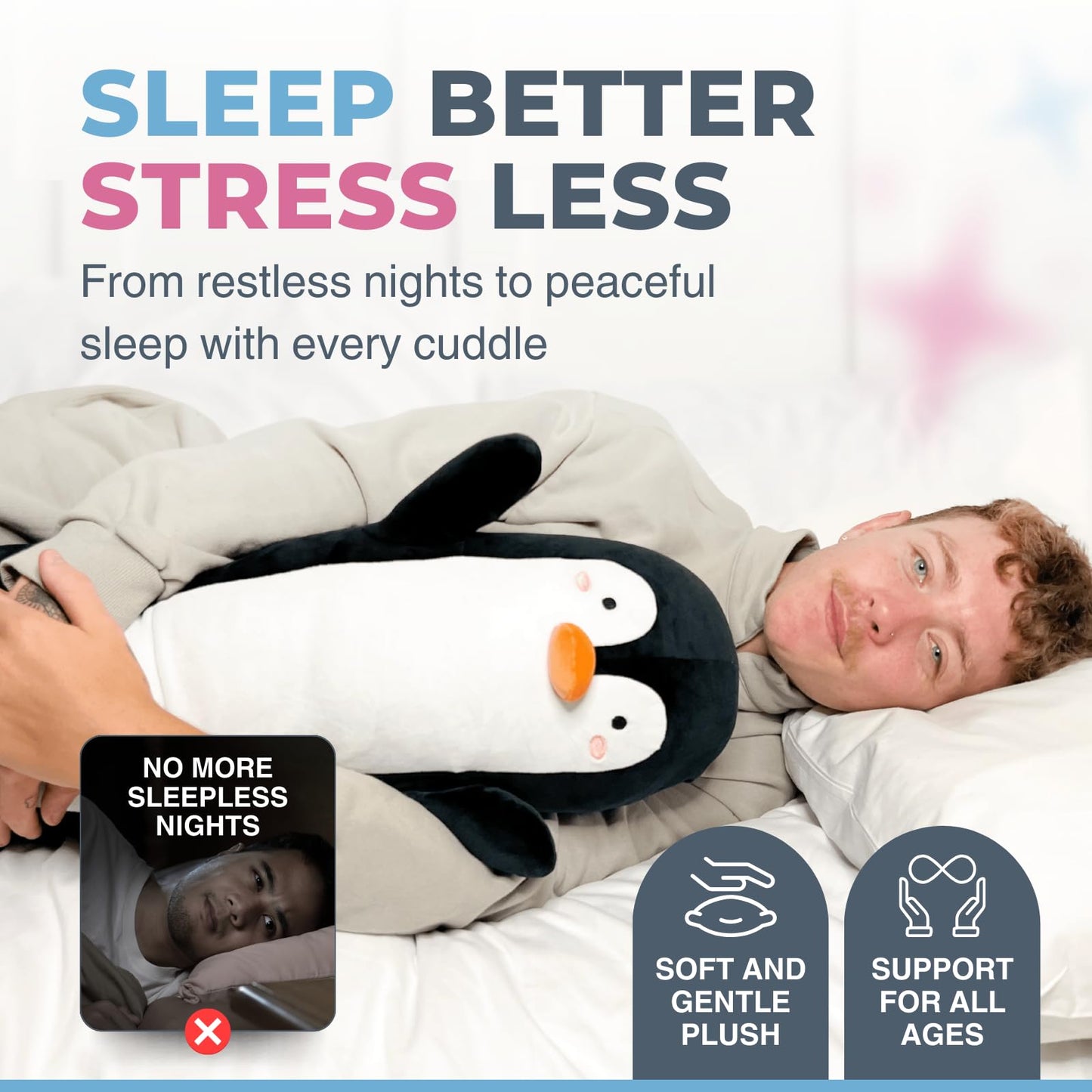 Cuddle Paws Penguin Plush Body Pillow for Kids | Long Stuffed Animal Cuddle Pillow | Soft Hugging Toy | Plushie Gift for Girls & Boys | Long Plush Body Pillow for Sleep & Comfort | Small, 23 Inches
