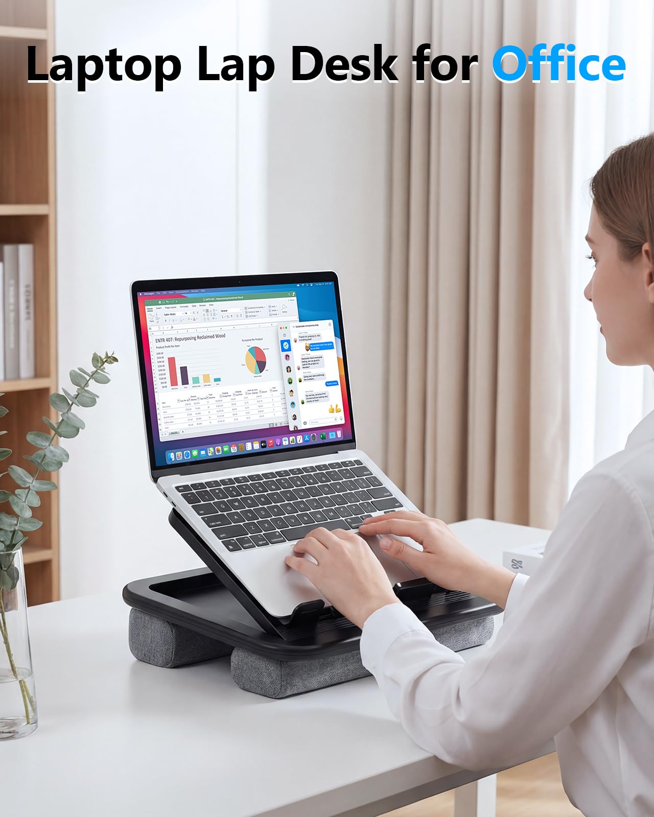 Yotnufy Adjustable Lap Desk with Cushion - 8 Angles Ergonomic Laptop Lap Desk for Bed Couch Car Home Office - Fits up to 14 Inch Laptop (MINI)
