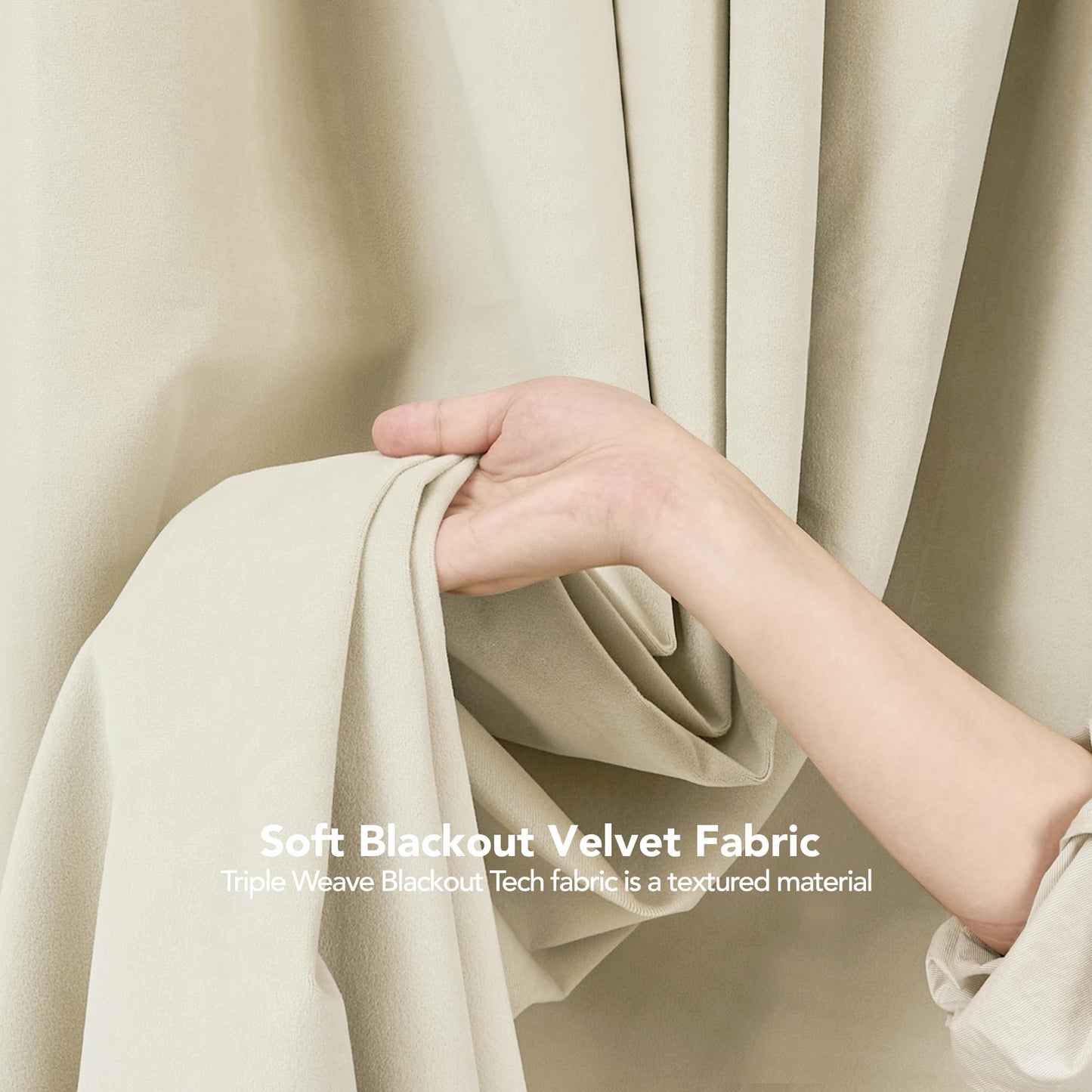 Deconovo 100% Blackout Curtains for Bedroom 63 Inch Length 2 Panels Set, Light Beige, Window Curtain Drapes with Microfiber Coating Grommet Thermal Insulated Living Room 52 Inch Wide