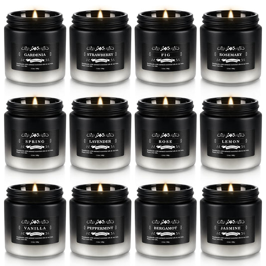 CLTNIKET 12-Pack Scented Candles Set - Men Candles for Home Scented, 3.5oz Soy Wax, Long Lasting Candle, Soy Candle Gifts Set for Men, Birthday, Valentine, Christmas, Anniversary Present