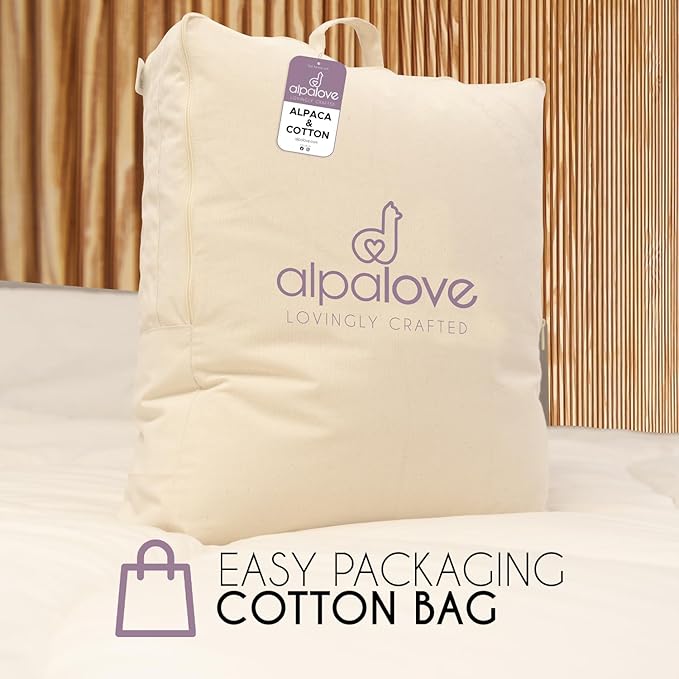 Queen Extra Warm 100% Fine Alpaca Duvet - Premium Cotton Cover, 6,66 lb Filling, Ideal for Winter, Breathable & Temperature-Regulating, 92 x 94 inches