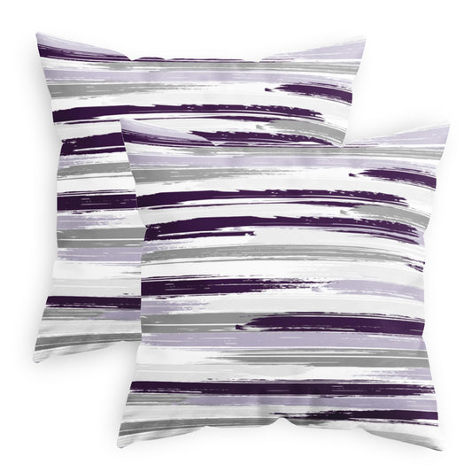 CaliTime Throw Pillow Cases Pack of 2 Cozy Fleece Rock Stone Geometric Texture Decorative Cushion Covers for Couch Bed Sofa Farmhouse Decoration 18 X 18 Inches Deep Purple Grey