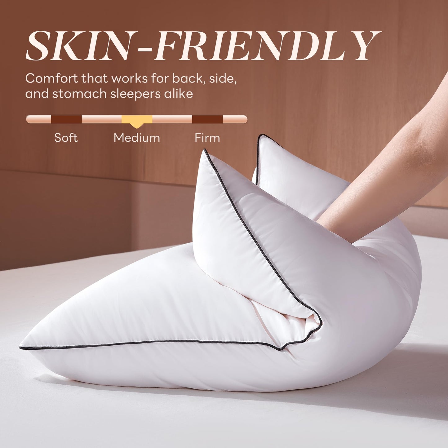 AQUZIN Feather Down Pillows Queen Size Set of 2, Luxury Hotel Collection Bed Pillow for Sleeping, 2 Pack, Fluffy Plush for Side, Back Sleepers Medium Firm, 20x30 in.