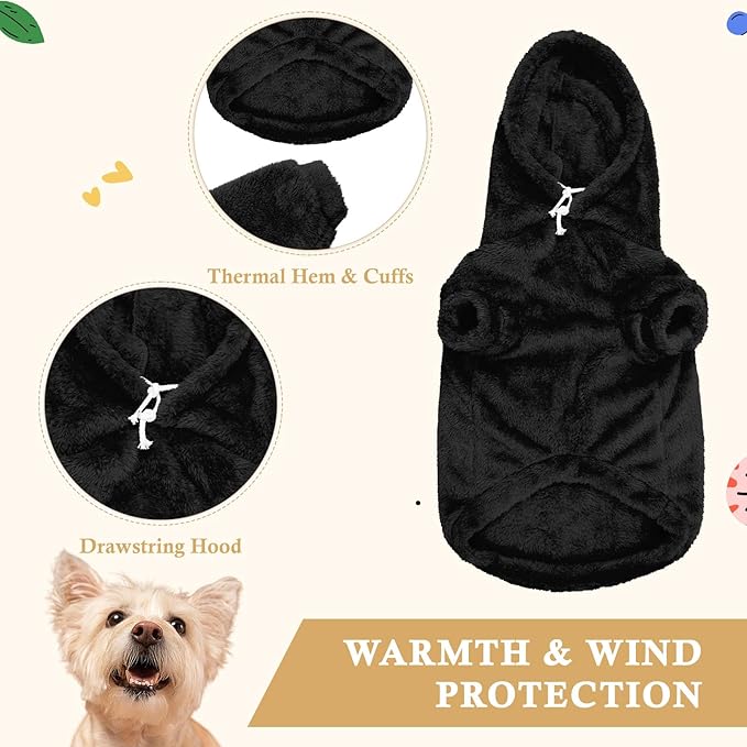 3XL Dog Sweaters for Large Dogs,Dog Hoodie,Warm Fuzzy Fleece Sweatshirt with Hood & Pocket,Leash Hole,Cozy Cold Weather Pet Clothes Sweater Hoodie for Large Dogs(Black,3XL)