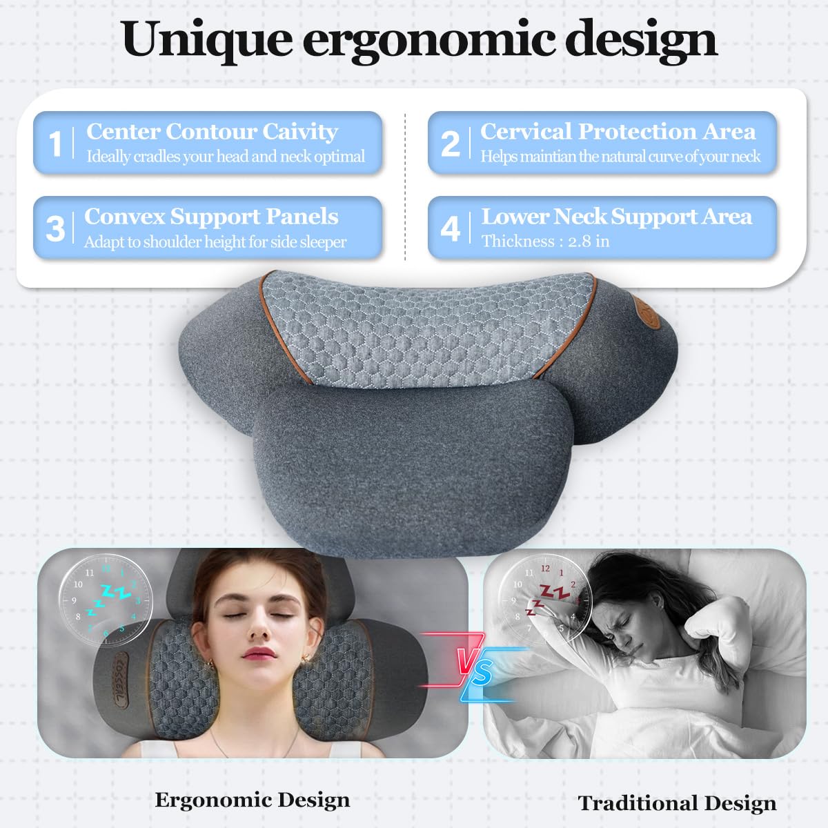 Bkrtondsy 3-in-1 Cervical Neck Traction Pillow Massage Hump - Heating,Vibration,Airbag Elevation, Automatic Massage,Cervical Traction Pillow, Neck Relief Tool,Deep Muscle Relaxation(Grey&Black)