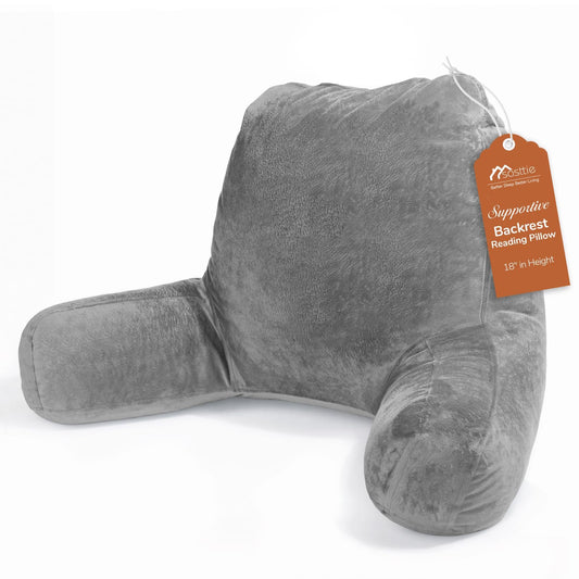 Sasttie Reading Pillows for Sitting in Bed Adult, Back Pillow Bed Sitting Up, Back-Rest Support Cushion for Sit Up on Couch, Sofa, and Floor, Dorm Essentials, Oeko-Tex Certified, Dark Grey