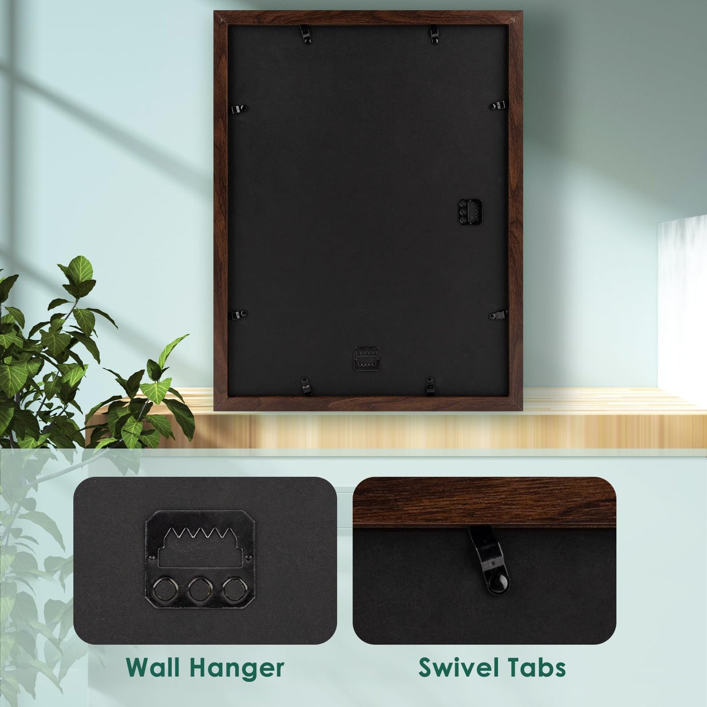 Golden State Art 12x16 Picture Frame with Mat for 11x14 Picture - Shatter Resistant Plexiglass - Engineered Wood Gallery Wall Frame for 30x40 cm Print (Dark Brown, 1 Pack)