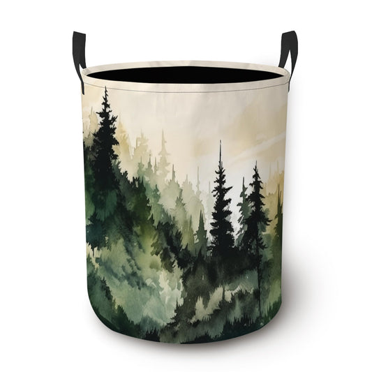 Misty Forest Laundry Basket Oxford Cloth Laundry Hamper With Handle Foldable Portable Clothes Storage Basket Storage Bag For Laundry Room/Bathroom/Bedroom/Dormitory 20.8"x16"