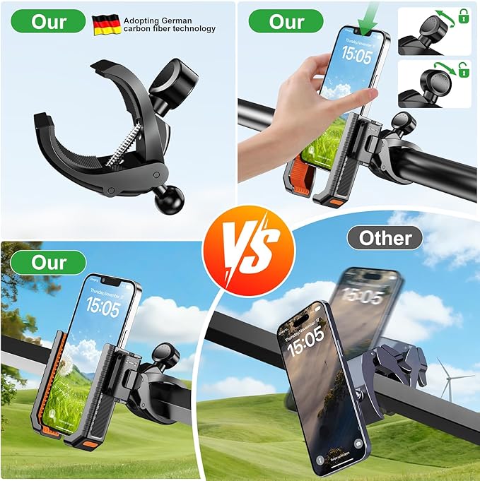 2-in-1 Golf Cart Phone Holder Mount[magnetic base&vise clamp] Compatible with All 4.5-7" Smartphones (iPhone/Galaxy/Google).Universal Fit for Golf Accessories,EZGO/Club Cars/Yamaha/Golf Cart