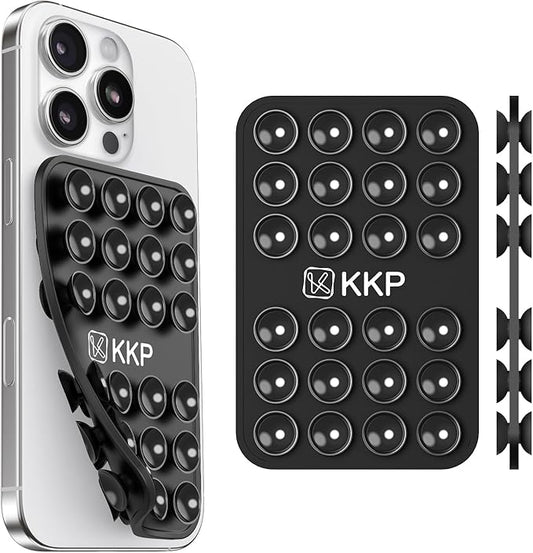 KKP Classic MAX - Silicone Suction Phone Case Adhesive Mount - Hands-Free, Strong Grip Holder for Selfies and Videos - iPhone and Android Compatible - 2.6″ x 3.9″