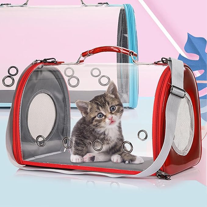Transparent Capsule Pet Handbag Large Capacity Cat Dog Carrier Two Side Ventilation Holes Portable Travel Carrier for Cats Dogs Lightweight Durable Acrylic Polyester Material