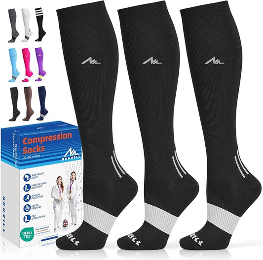 NEWZILL Medical Compression Socks for Women & Men, 20-30 mmHg Knee-High Support for Circulation, All-Day Comfort for Work Travel Running Cycling and Fitness