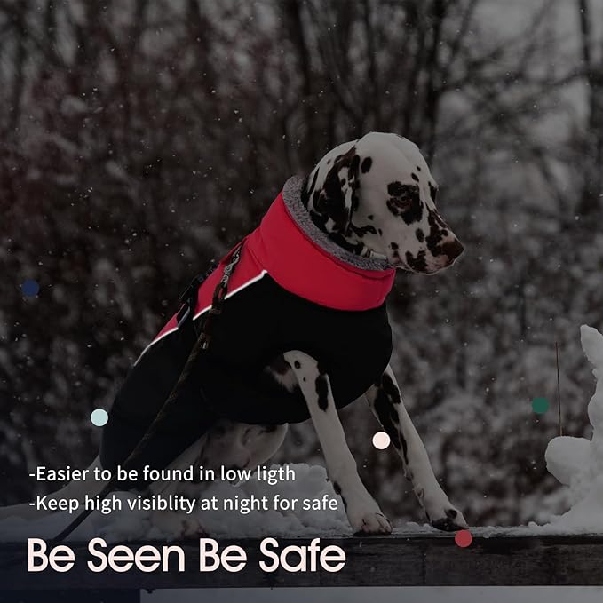 IECOii Extra Warm Dog Coat - Reflective Jacket with Buckle & Fleece Turtleneck for Cold Weather, Soft Winter Coat for Small to Extra Large Dogs