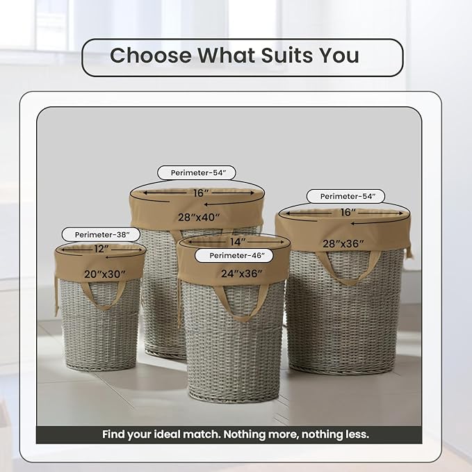 LFH Home Large Premium Cotton Canvas Laundry Bag with Drawstring and Handles Heavy Duty, Multi-Use, and Washable for Home, Travel, College or Storage 28x36 (Pack of 4)-Beige