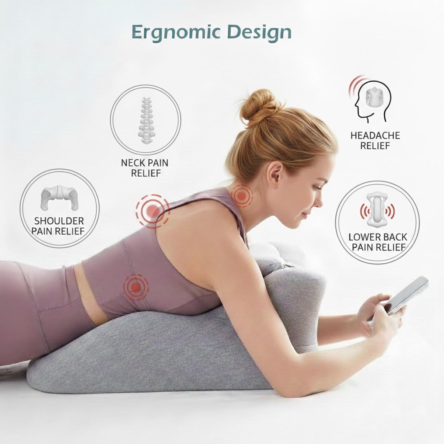 StarAneer Memory Foam Ergonomic Wedge Pillow & Reading Pillow – Orthopedic Support for Neck, Back & Legs – Ideal for Sleeping, Elevating & Pressure Relief – Removable Washable Cover