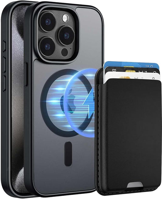 Ntwinro Magnetic for iPhone 15 Pro Max Case (Compatible with MagSafe) with Detachable Wallet & Card Holder for 3 Cards [RFID Blocking] Military Grade Protective Slim Phone Cover, Black