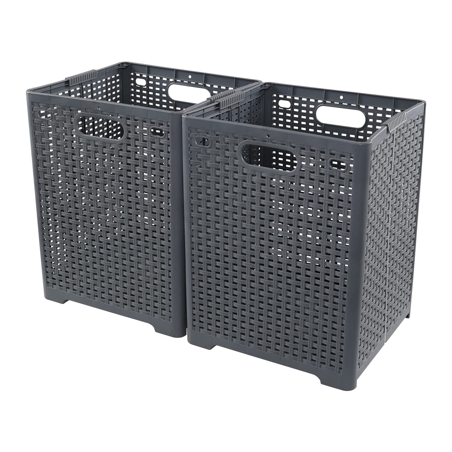 Rinboat 40 L Plastic Collapsible Laundry Hamper, Plastic Dirty Clothes Basket, Gray, Pack of 2