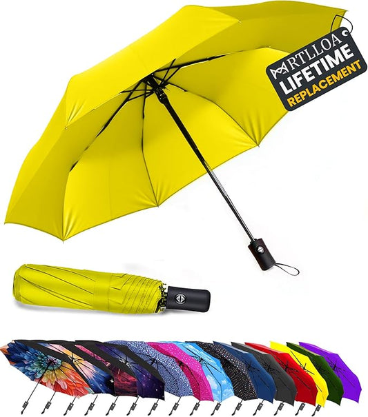 MRTLLOA 42/49 Inch Compact Windproof Travel Umbrella for Rain, Lightweight, Portable, Automatic, Strong, Waterproof Folding Umbrellas for Women, Men and Teenagers