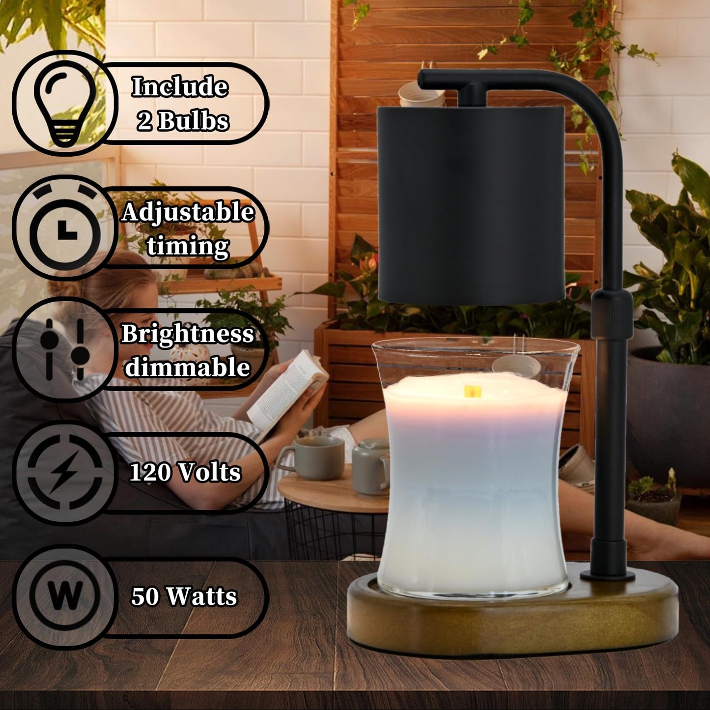 Eandisom Candle Warmer Lamp Timer - Birthday Gifts for Women Black
