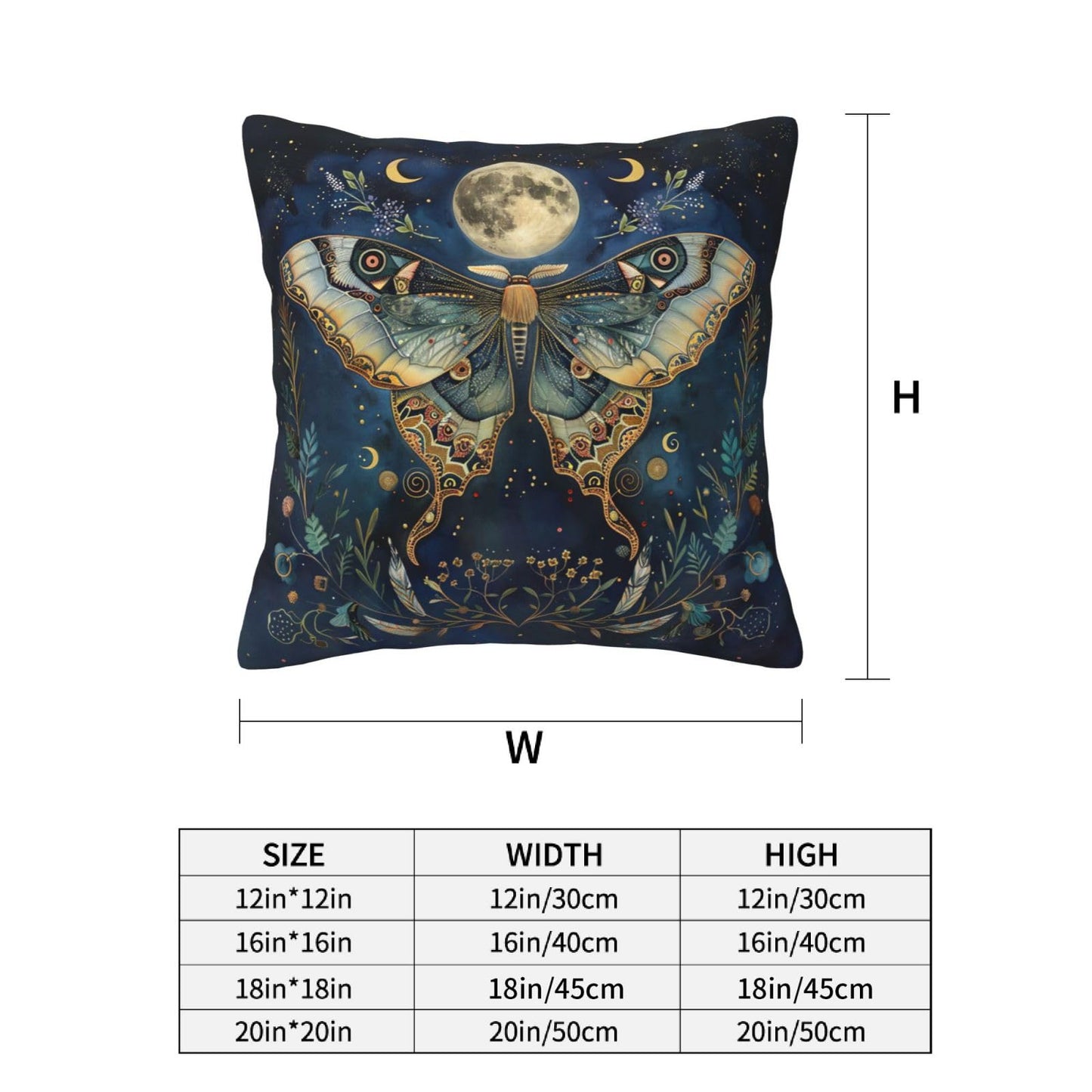 Tropical Flowers Butterflies Pillows Cover Set of 4 Moon Phase Moth Decor Throw Pillow Covers Goth Pillowcase Cushion Case Boho Leaves Pillow Decorative for Couch Sofa Home Office Outdoors 16x16 Inch