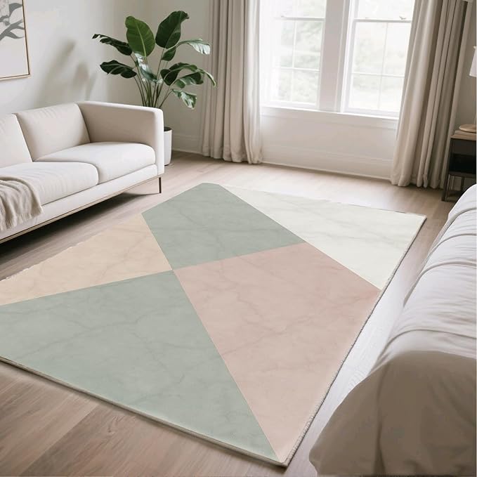 Modern Marble Rug - 5x7 Area Rugs, Minimalist Marble Rug, Abstract Luxury Bedroom Rugs, Washable & Non Slip Carpet Home Decor