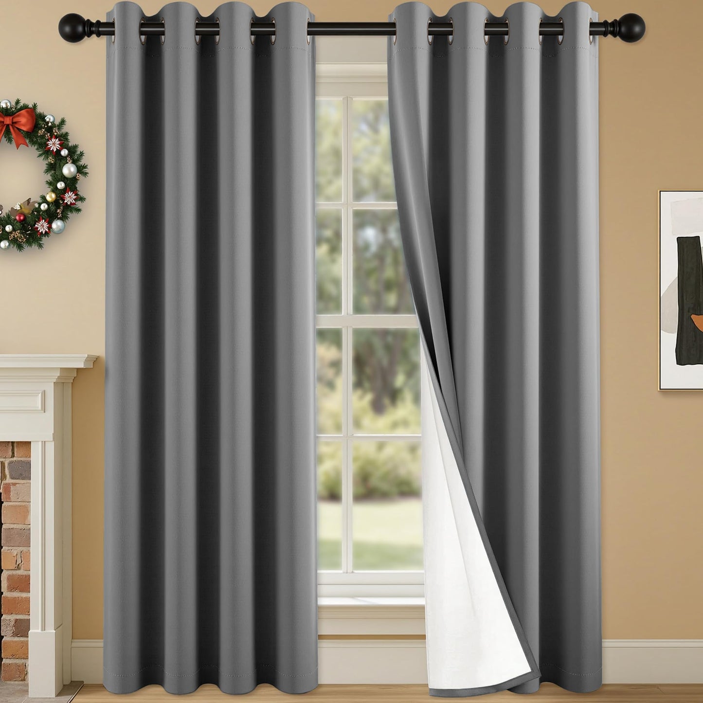 SABALANICA 2 Panels 100% Blackout Curtains, Lightweight Thermal Insulated Grommet Drapes for Bedroom Living Room, Light Blocking Window Treatment, Pack of 2, 54x95 Inches, Charcoal Grey
