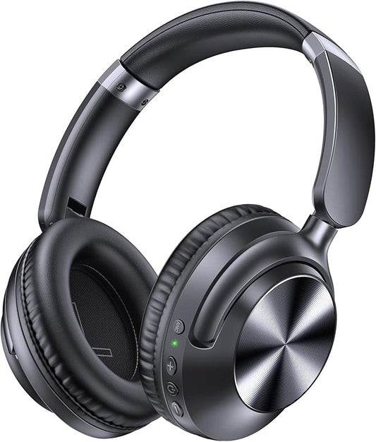 TAGRY Hybrid Active Noise Cancelling Bluetooth Headphones 100H Playtime Wireless Over Ear Headphone with Fast Charging Hi-Res Audio Headsets Comfort Earcups for Commute Travel Office Phone PC Black