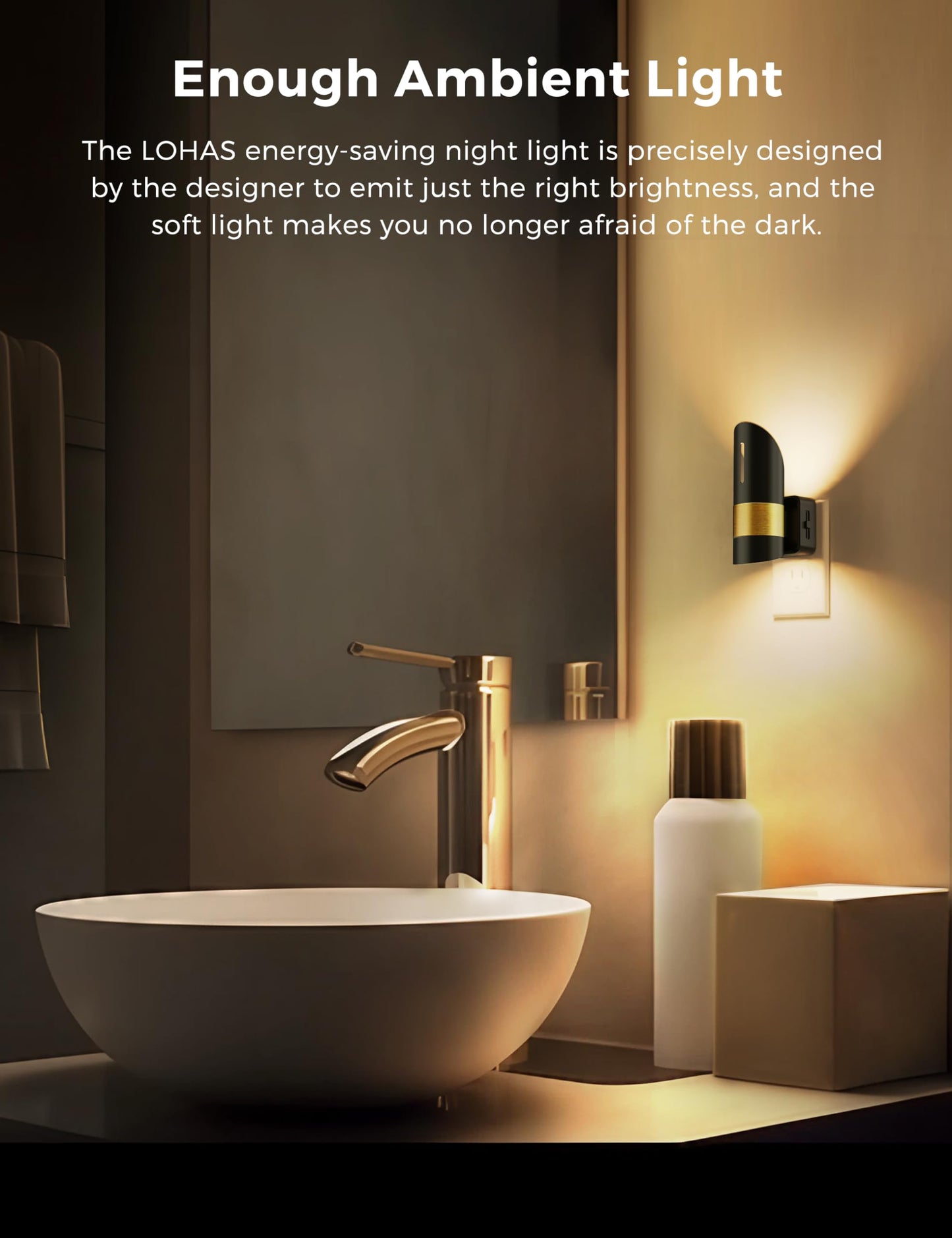 L LOHAS LED Night Light,Night Lights Plug into Wall, [2 Pack] Night Lights with Dusk to Dawn Sensor, Brightness Adjustable,3000K Soft White,Modern Nightlight for Adults Bathroom Hallway