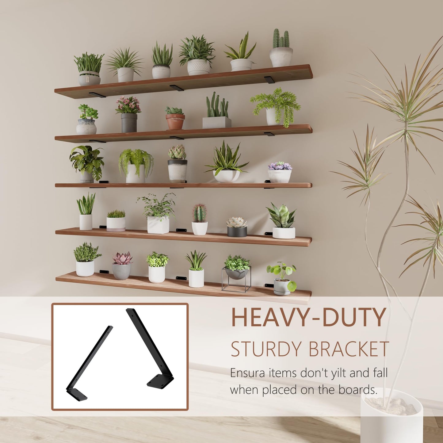 ONOTETUT 5 Tier Book Shelf,Long Floating Shelf for Wall 60 inch,Rustic Bookcase Long Shelves,Wall Mounted Bookshelf for Living Room