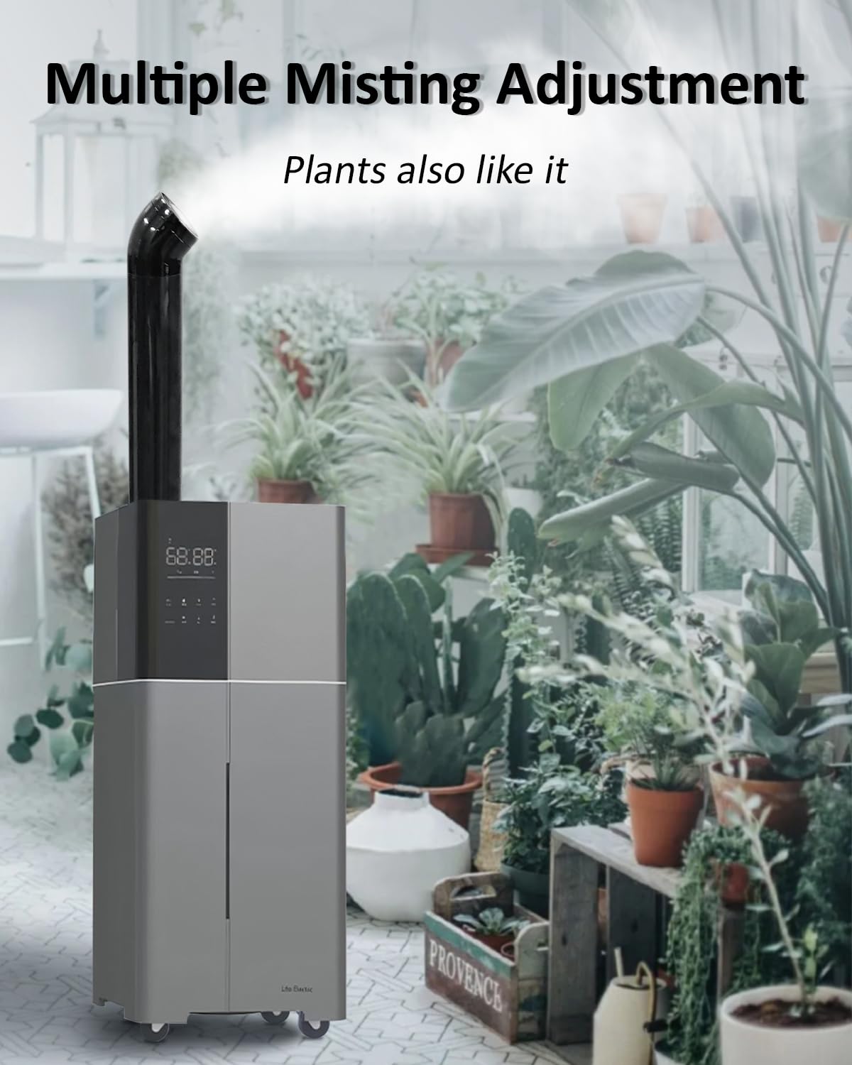 LACIDOLL Humidifier Large Room,26L/6.8Gal Whole House Humidifiers for Home 3000 sq.ft,1800ml/H Cool Mist Humidifier Baby, Top Fill Humidifiers for Bedroom Plant with 360° Nozzle & Extension Tube,Grey