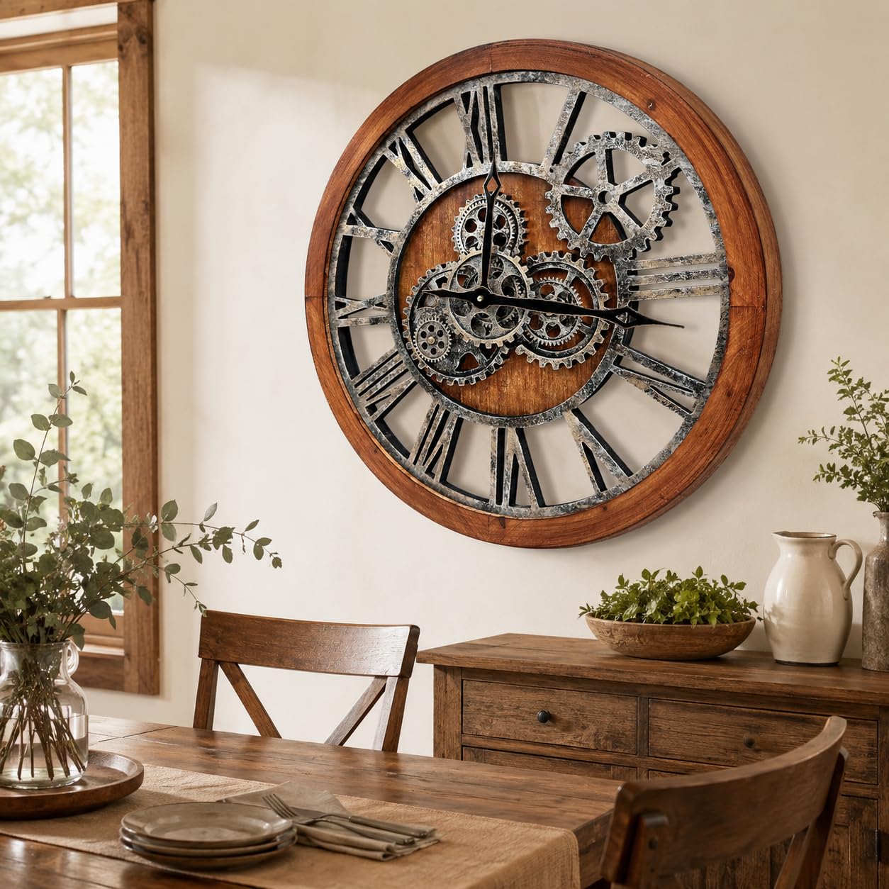 The B-Style Large Wall Clock, 24 inch, Brown and Bronze