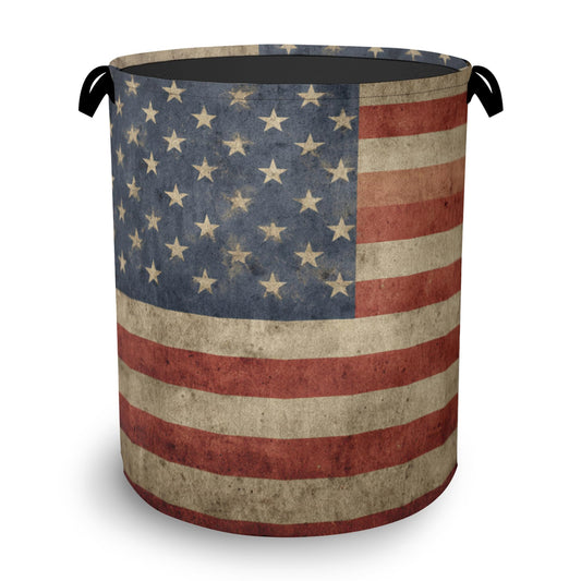 Vintage Flag Laundry Basket,Oxford Cloth Laundry Hamper with Handle Foldable Portable Clothes Storage Basket for Bathroom Bedroom Dorm Room 16" x 20.8"